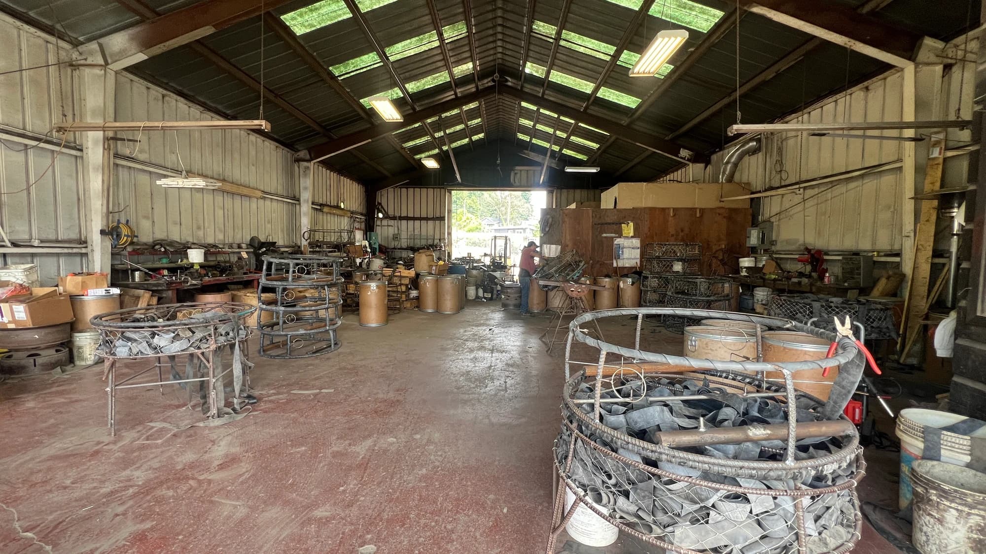 The Commercial Crab Pots workshop in Rio Dell with crab pot frames in progress